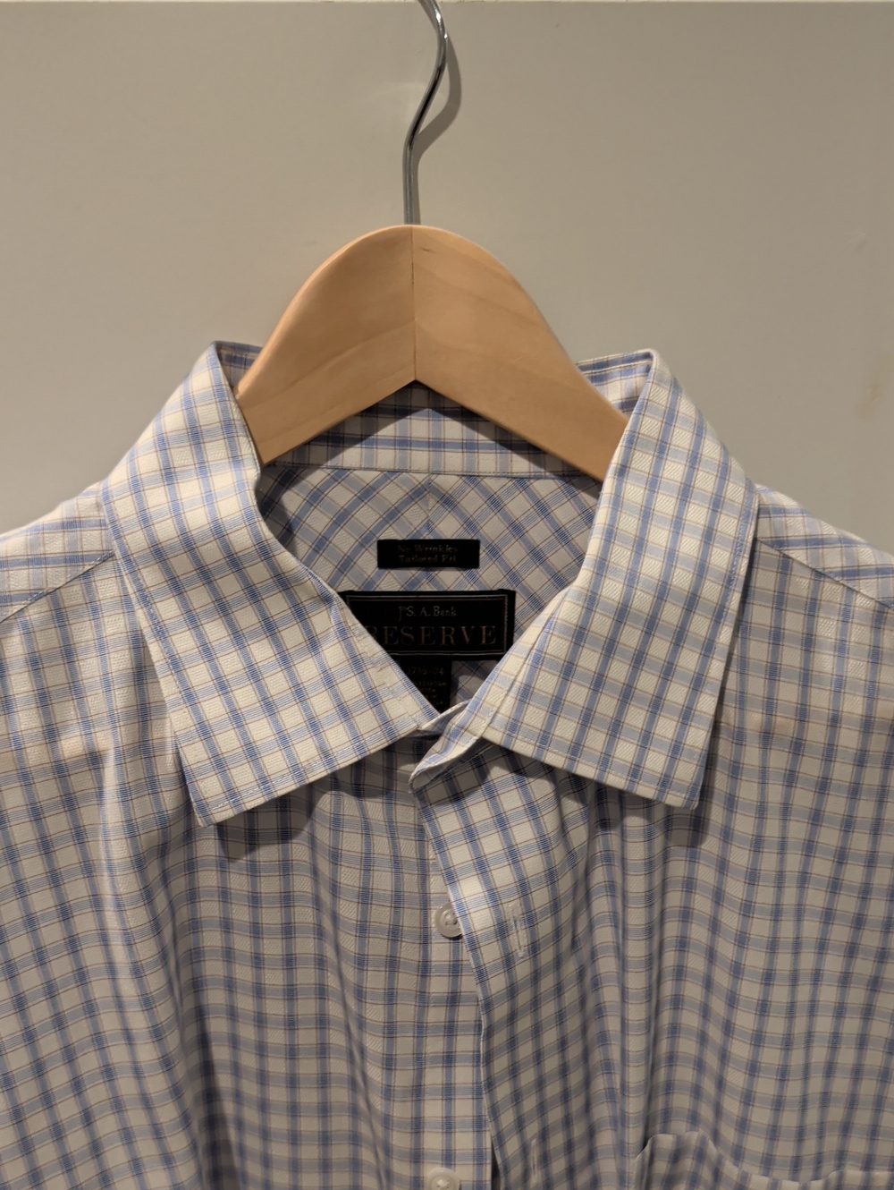 Reserved Men’s Blue and White Check Dress Shirt